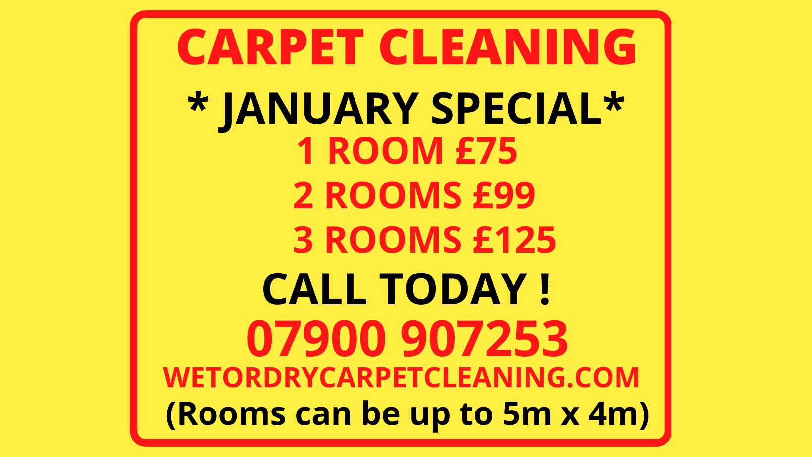 January Special - 3 Rooms Cleaned for £125.00